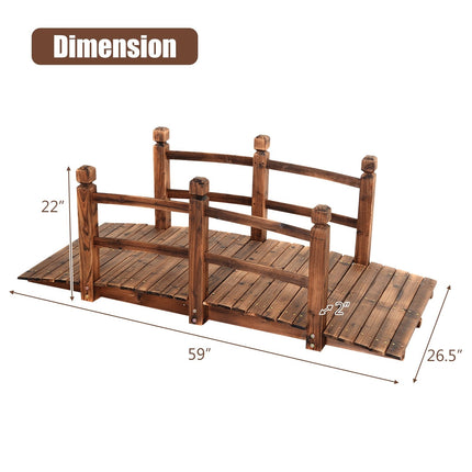 Dreamade 5 Ft Wooden Garden Bridge, Stained Wood/Natural Wood Garden Bridge
