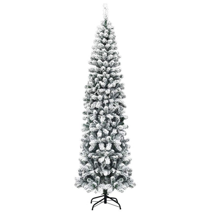 Dreamade Artificial Snow Flocked Christmas Tree, Slim Xmas Snowy Tree for Indoor and Outdoor Use - DreamadeUS