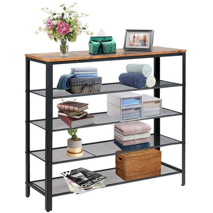 5-Tier Shoe Rack, Industrial Metal Shoe Storage Organizer - Dreamadeus