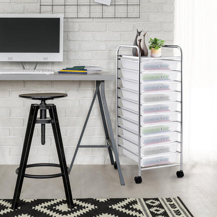 10 Drawer Rolling Storage Cart Scrapbook Paper Office School Organizer - Dreamadeus