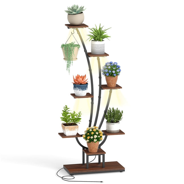Dreamade Plant Stand Indoor 8-Tier 62" Tall Corner Metal Plant Shelf for Multiple Plants