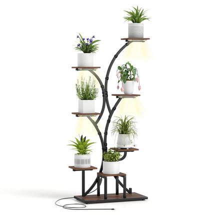 Dreamade Plant Stand Indoor with Grow Lights 8-Tier 58" Tall Corner Metal Plant Shelf
