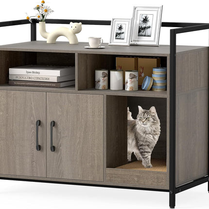 Dreamade Cat Litter Box Enclosure - Cat Washroom Hidden Furniture with Front Entry