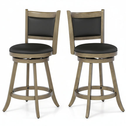 Dreamade Accent Wooden Swivel Back Counter Height Bar Stool, Fabric Upholstered Design