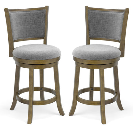 Dreamade 25" Counter Height Bar Stools Set of 2/4 with Rubber Wood Frame & Upholstered Seat