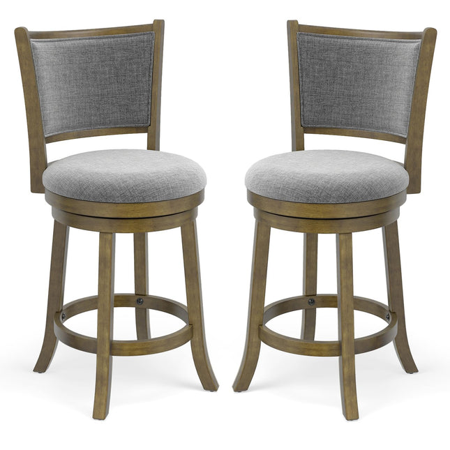 Dreamade 25" Counter Height Bar Stools Set of 2/4 with Rubber Wood Frame & Upholstered Seat