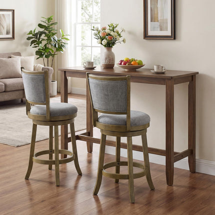 Dreamade 25" Counter Height Bar Stools Set of 2/4 with Rubber Wood Frame & Upholstered Seat