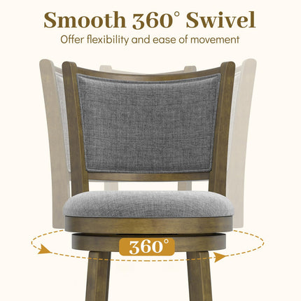 Dreamade 25" Counter Height Bar Stools Set of 2/4 with Rubber Wood Frame & Upholstered Seat