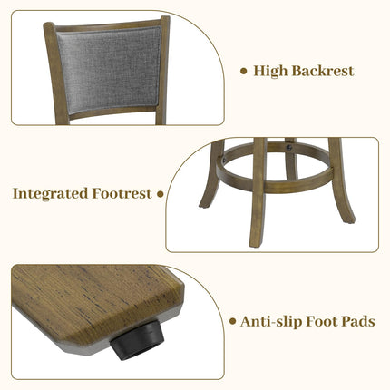 Dreamade 25" Counter Height Bar Stools Set of 2/4 with Rubber Wood Frame & Upholstered Seat
