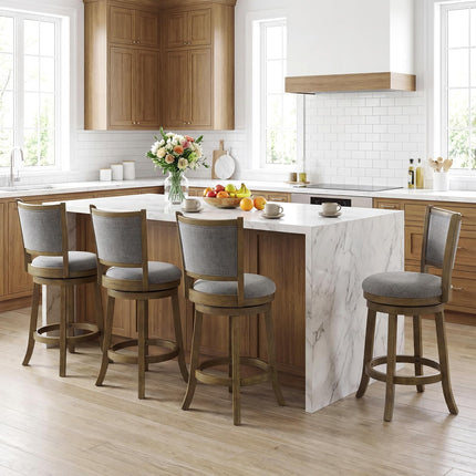 Dreamade 25" Counter Height Bar Stools Set of 2/4 with Rubber Wood Frame & Upholstered Seat