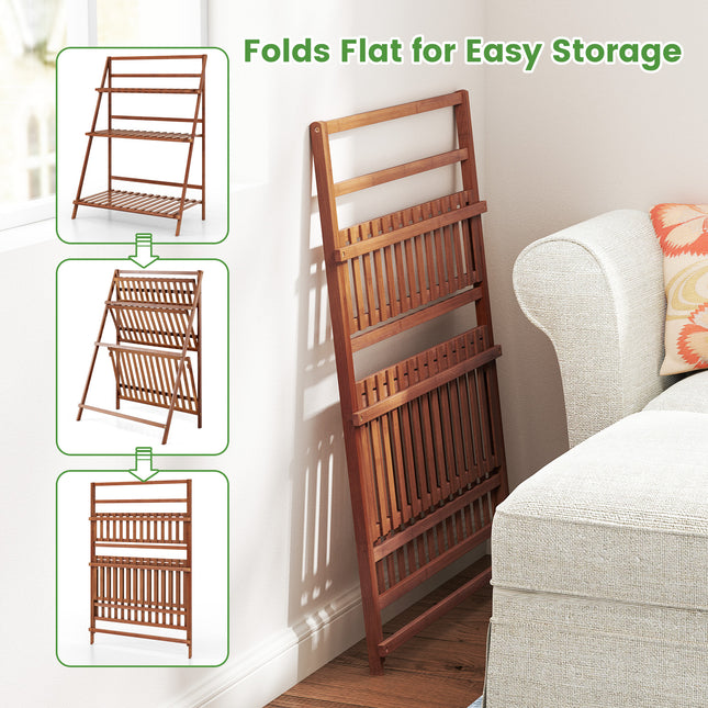 DREAMADE 3-Tier Bamboo Plant Stand, Ladder Plant Shelf