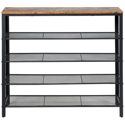 5-Tier Shoe Rack, Industrial Metal Shoe Storage Organizer - Dreamadeus