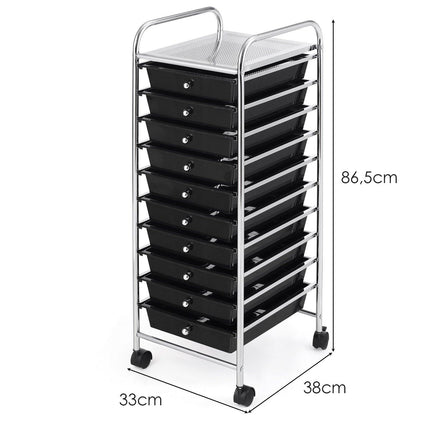 10 Drawer Rolling Storage Cart Scrapbook Paper Office School Organizer - Dreamadeus