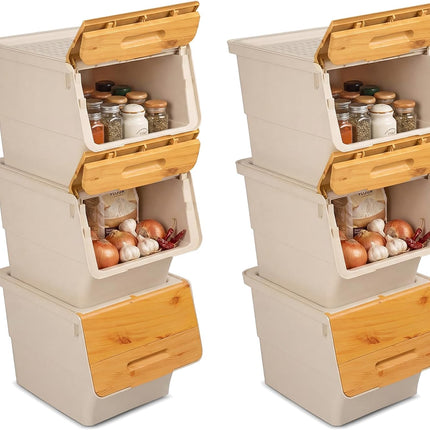Dreamade Plastic Stackable Storage Bins with Lids & Wheels