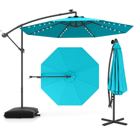 DREAMADE Patio Umbrella with Base Included, 10ft Offset Cantilever Canopy w/Stand