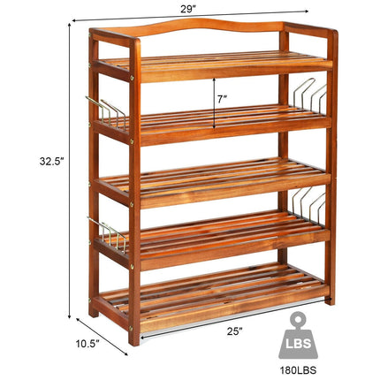 Dreamade 5-Tier Wood Shoe Rack Entryway Shoe Shelf Storage Organizer for Hallway, 33"Lx10"Wx32"H