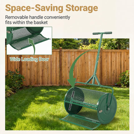 DREAMADE Compost Spreader, Peat Moss Spreader with T Handle, Black