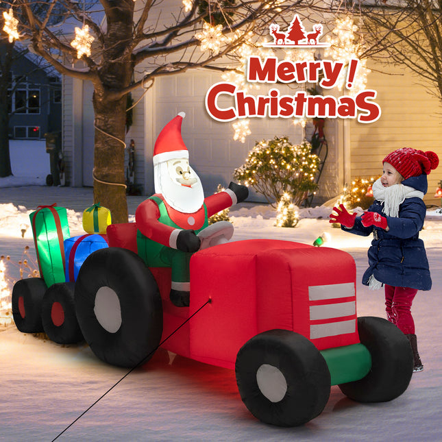 DREAMADE 9 FT Inflatable Christmas Decoration, Santa Claus on Truck w/Gift Boxes