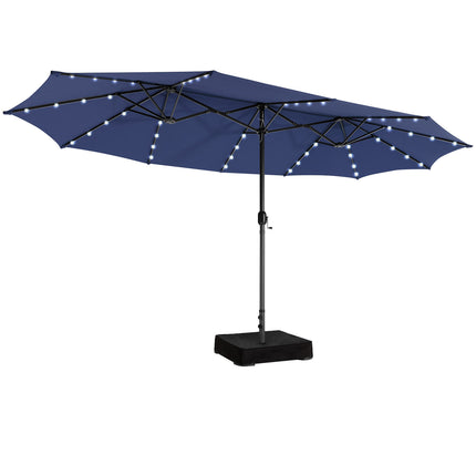 DREAMADE 15 ft Double-Sided Patio Umbrella w/Base Included, Large Outdoor Umbrella w/ 48 Solar Lights
