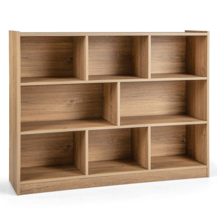 DREAMADE 8-Cube Storage Organizer, 3-Tier Wooden Cube Shelf, Blue