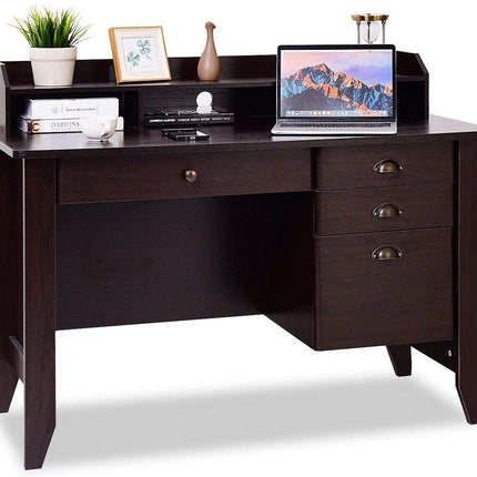 DREAMADE Home Office Desk with Drawer, Wood Office Executive Desk w/Multiple Drawers & Storage Cabinet