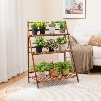 DREAMADE 3-Tier Bamboo Plant Stand, Ladder Plant Shelf