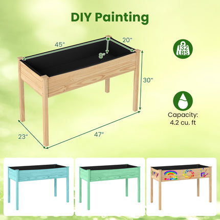 DREAMADE Raised Garden Bed, 47" x 22.5" x 30" Elevated Planter Box w/Legs & Drainage Hole