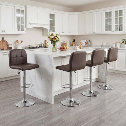 Dreamade Height Adjustable Bar Chairs with Back & Footrest Set of 2/4