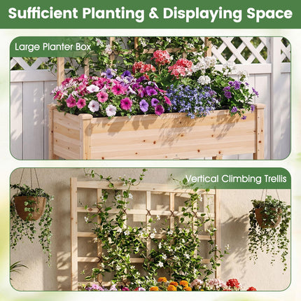 Dreamade 65'' Wooden Raised Garden Bed w/Trellis on Wheels ( 1/2 )