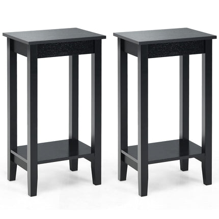 Dreamade 2-Tier End Table Tall Nightstand, Simple Design Sofa Bedside Table