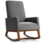 Dreamade Upholstered Rocking Chair, Modern Fabric Armchair w/Wood Base