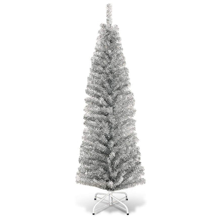 6ft Blue Pencil Christmas Tree, Artificial Slim Tree - DreamadeUS