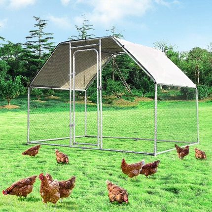 Dreamade Large Metal Chicken Coop Walk-in Chicken Coops Hen Run House Shade Cage
