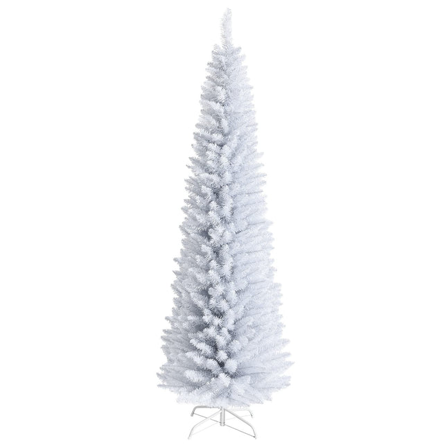 5FT / 6FT / 7FT Pencil Christmas Tree, Artificial Slim White Christmas Tree - DreamadeUS