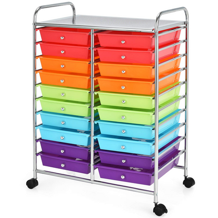 Dreamade Storage Drawer Carts, 20-Drawer Organizer, Utility Cart on Wheels