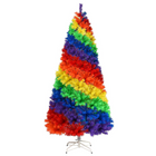 Dreamade 7FT Colorful Rainbow Full Fir Christmas Tree, Artificial Hinged Christmas Tree w/Solid Metal Stand - DreamadeUS