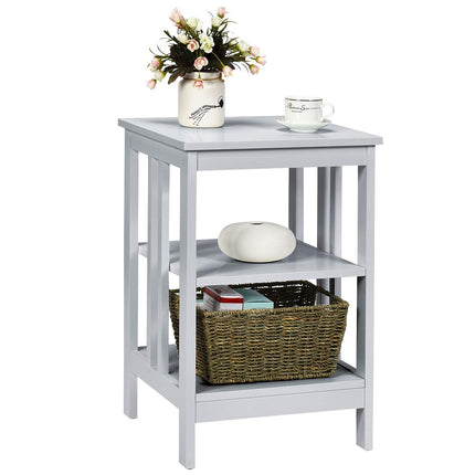 Dreamade Nightstand 3-Tier Sofa Side Table W/Reinforced Bars and Stable Structure
