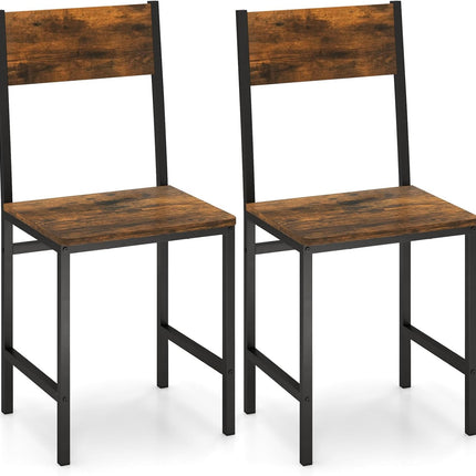 Dreamade Dining Chairs Set, Industrial Kitchen Chairs with Metal Legs, Slanted Back