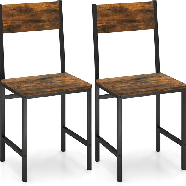 Dreamade Dining Chairs Set, Industrial Kitchen Chairs with Metal Legs, Slanted Back