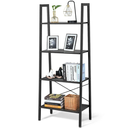 Ladder Shelf 4-Tier Industrial Bookshelf Storage Rack - Dreamadeus
