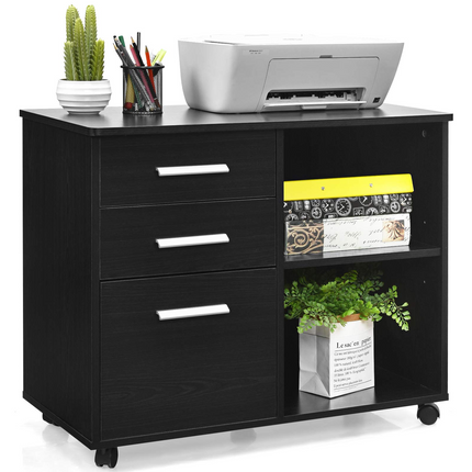 3-Drawer File Cabinet | Mobile Lateral Filing Cabinet with Wheels