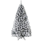 6FT/9FT Snow Flocked Christmas Tree, Hinged Pine Tree - DreamadeUS