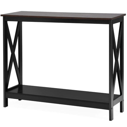 Dreamade Console Table 2-Tier with Storage Shelf,X-Design Bookshelf