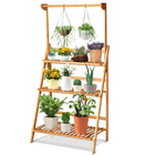 Dreamade 3-Tier Hanging Plant Stand Storage Shelf, Folding Flower Pot Organizer Display Storage Rack