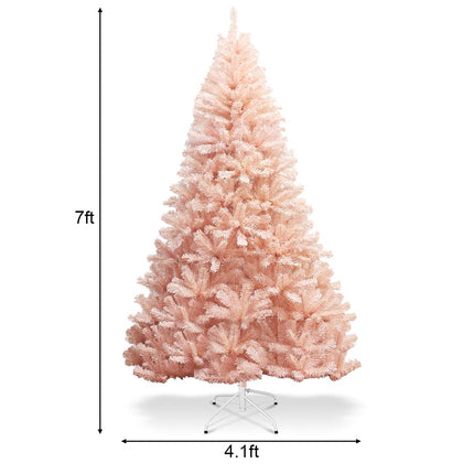 Artificial Pink Christmas Tree, 6ft/7ft Premium Unlit Hinged Spruce Full Tree - DreamadeUS