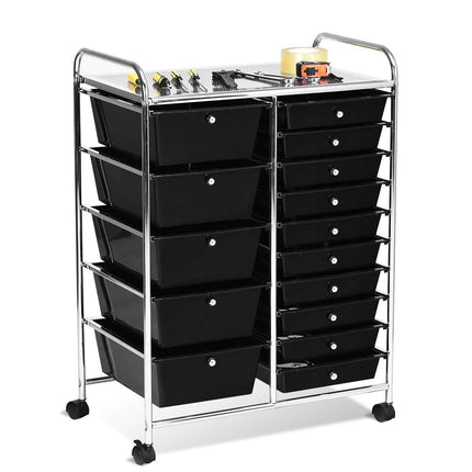 15-Drawer Organizer Cart Office School Rolling Storage Cart - Dreamade