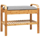 Dreamade Shoe Rack Bench with Storage, Bamboo Storage Bench with Cushioned Seat, Holds Up to 330 LBS