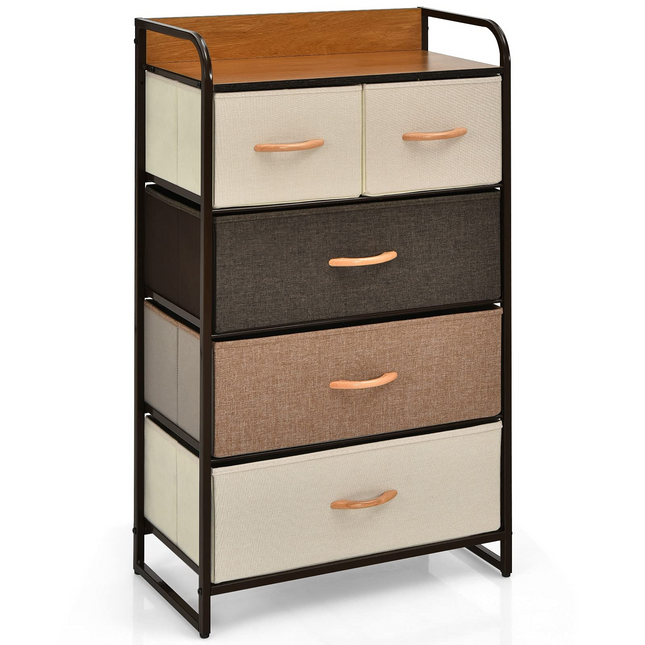 Dreamade Sturdy Steel Frame & Wooden Top Vertical Organizer Unit for Closets, Bedroom Utility Dresser Chest (23 x 11.5 x 39 inch)