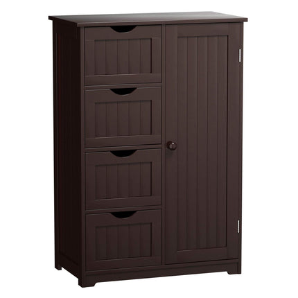 Dreamade Bathroom Floor Cabinet Wooden with 1 Door & 4 Drawer