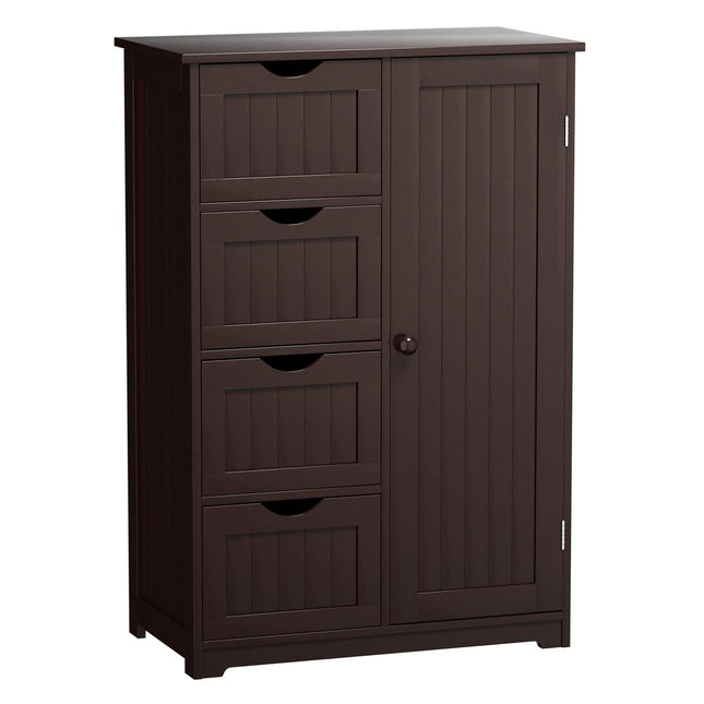 Dreamade Bathroom Floor Cabinet Wooden with 1 Door & 4 Drawer